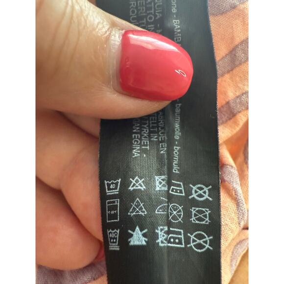 Zara Printed Midi Dress with Ruffled Hem Salmon US L - Picture 6 of 8